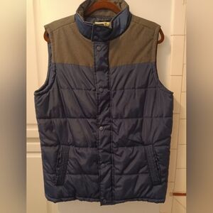 Men's Blue and Gray Puffer Vest